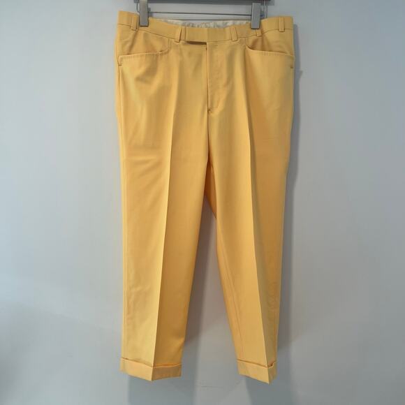 Holland & Sherry Yellow Flat Front Dress Pants Bespoke Size 35” JP - Picture 8 of 9